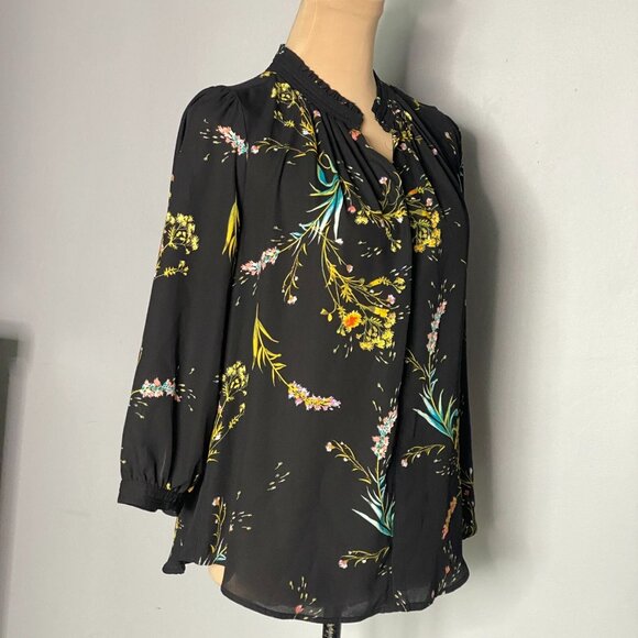 Worthington Women's Blouse Split Neck Petite Floral-Print Split-Neck arge - Picture 4 of 9